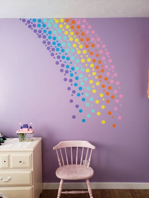 Girls Rainbow Bedroom, Girls Room Paint, Rainbow Bedroom, Unicorn Bedroom, Diy Wall Decals, Rainbow Room, Girl��’s Room, Toddler Bedrooms, Rainbow Wall