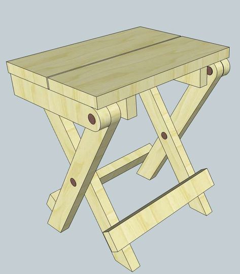 folding stool plans free Potting Bench With Sink, Stool Plans, Outdoor Potting Bench, Woodworking For Mere Mortals, Wood Folding Table, Adirondack Chair Plans Free, Chair Woodworking Plans, Diy Stool, Wood Folding Chair