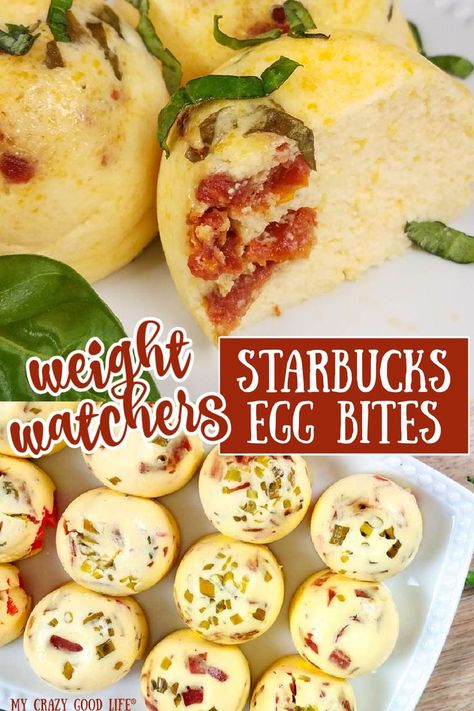 This is an easy recipe for copycat Starbucks egg bites that are Weight Watchers approved! These healthy WW egg bites are perfect for meal prep breakfasts and are low in ww smartpoints! 2 Blue Plan Points | 3 Green Plan Points | 2 Purple Plan Points Ww Egg Bites, Weight Watchers Egg Bites, Meal Prep Breakfasts, Copycat Starbucks Egg Bites, Healthy Low Calorie Dinner, Weight Watchers Program, Weight Watchers Plan, Starbucks Egg Bites, Egg Bites Recipe