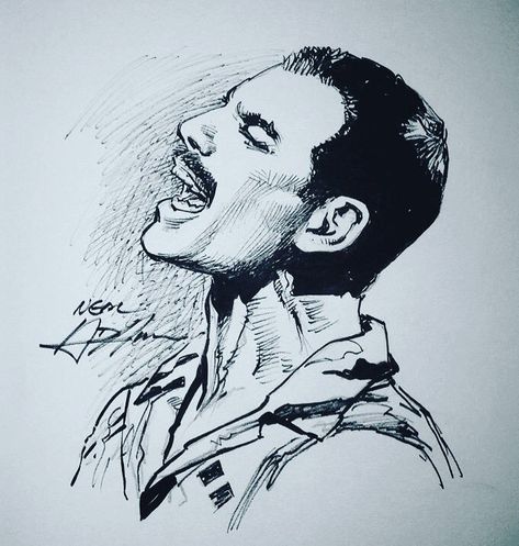 Stylo Art, Queen Drawing, Freddy Mercury, Queen Art, Queen Freddie Mercury, Queen Band, Art And Illustration, Freddie Mercury, Line Art Drawings