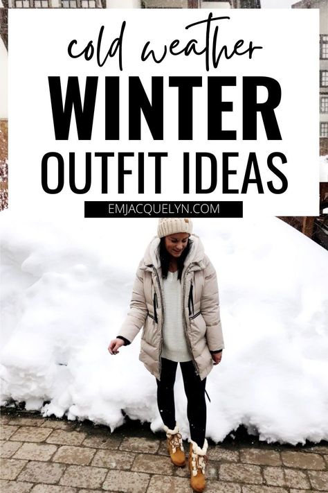 Cold weather winter outfit ideas to help you stay warm while still looking cute! Freezing Weather Outfit, Outdoor Winter Outfit, Snow Outfits For Women, Winter Warm Outfits, Winter Vacation Outfits, Snow Day Outfit, Cold Weather Outfits Winter, Winter Outfits Snow, Cold Weather Dresses