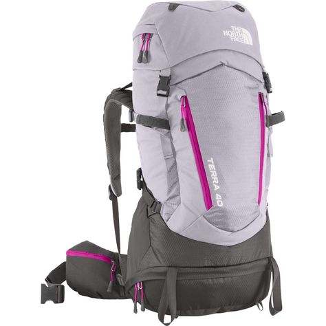 The North Face - Terra 40 Backpack - Women's - 2441-2563cu in - Dapple Grey/Fuchsia Pink Camping Outfits For Women Summer Hiking, Camping Outfits For Women Summer, 40l Backpack, Backpacking Hammock, Camping Outfits For Women, Best Travel Backpack, Backpacking Gear, Camping Outfits, Camping Backpack