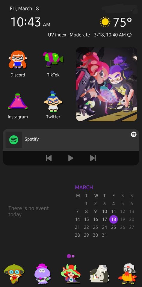 Splatoon Homescreen Layout, Splatoon Phone Theme, Android Homescreen, Phone Layouts, Phone Inspiration, Phone Theme, Homescreen Layout, Theme Ideas, Phone Themes