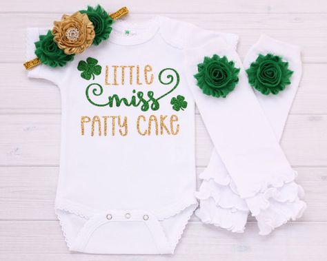 Little Miss Patty Cake outfit baby girl St. by SimplyChicCouture Day Birthday Outfit, My First St Patricks Day, St Patrick's Day Birthday, Born In March, St. Patrick’s Day, March Born, Green Headband, Ruffle Bloomers, St Patrick's Day Outfit