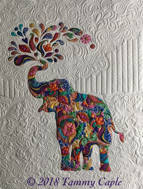 Quilted elephant “Paisley Splash” Pieced and quilted by Tammy Caple. Pattern by Windham Fabrics. Elephant Paper Piecing, Elephant Quilts Pattern, Paisley Elephant, Elephant Quilt, Quilting Designs Patterns, Animal Quilts, Windham Fabrics, Pattern Ideas, Wall Quilts