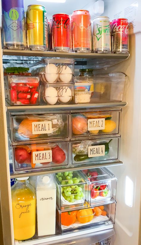 Everything is linked  in my Amazon Storefront . When organizing my fridge I always MEASURE. I take my time ordering different containers until I find one that fits. I use the meal containers to put my Hello fresh meals so that I can easily grab and go for mealtime. I’m not the best at meal prepping so I love this method. I use can organizers on the top and they help the space remain organized. When I need to shop, I can easy see what I need with the acrylic storage so I find I waste less food. Storage Ideas For Small Rooms, Fridge Restock, Healthy Fridge, Clever Storage Ideas, Freezer Organization, Hello Fresh Recipes, Pantry Kitchen, Fridge Organisers, House Organisation