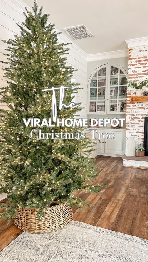 5.2K views · 261 reactions | THE VIRAL HOME DEPOT CHRISTMAS TREE👇🏻 🎄This just may be the best purchase I have made all year. Not only is this tree gorgeous… but it’s super easy to set up! I had the tree up and ready for decorations in less than 15 minutes. Its also available in a variety of sizes. And two shapes (full & slim). My tree is the 7.5 ft tall, full version. 💬COMMENT “Tree” for a direct link to shop to be messaged to you. #merrychristmastree #deckthehalls #festivetree #xmastree #holidaytree #joyfuldecor #christmastree #christmasiscoming #christmaslights #christmasdecor #christmas2023 #christmasmagic #christmasseason #christmasishere #christmasisnear #christmaslove #christmashouse #spiritofchristmas #christmasmood #christmasdecorations #christmastime #lights #christmas | T Christmas Tree In Basement, 12’ Christmas Tree, Viral Home Depot Christmas Tree, Home Depot Christmas Trees, Viral Christmas Tree, Tall Christmas Tree Living Rooms, 9ft Christmas Tree, Joy Decorations, Cozy Christmas Decor