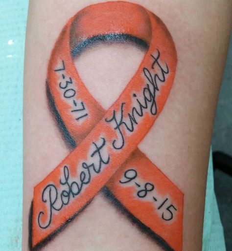 In memory of my brother who lost his battle to leukemia. Done by Oscar at Body Jewelry & Then in Douglas, GA. Leukima Tattoos Ideas, Rob Tattoo, In Memory Of My Brother, Daffodil Tattoo, Ribbon Tattoos, Mother Tattoos, Red Highlights, Memorial Tattoos, Ink Ideas