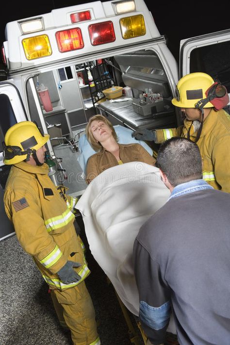 Professionals Carrying Patient On Stretcher In Ambulance royalty free stock photo Fake Ft Call, Emergency Ambulance, Reference Pics, People Person, School Aesthetic, Body Poses, Photo Essay, Emergency Service, Emergency Medical