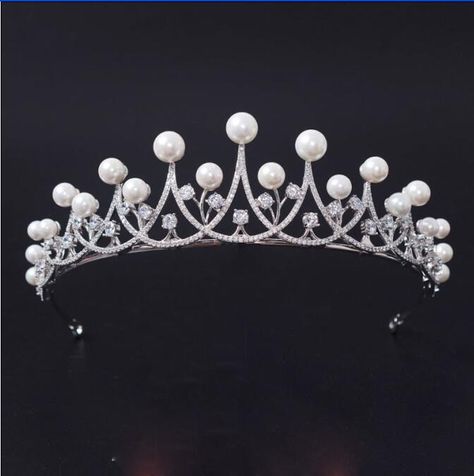 HG623 CZ Pearl Beads Tiara Wedding Crown for Bridal Hair Jewelry Headpiece (Color: Silver) Pearl Wedding Crown, Wedding Tiara Pearl, Beads Tiara, Pearls Crown, Beaded Tiara, Jewelry Headpiece, Wedding Crown Tiara, Flower Girl Headpiece, Crystal Crown Tiaras