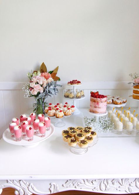 Flower Theme Dessert Table, Pink Floral Dessert Table, Baby In Bloom Shower Dessert Table, Baby In Bloom Desert Table, Classy Dessert Table, Dessert Table Small, Small Dessert Table Ideas, Small Dessert Table, Dessert Table Set Up