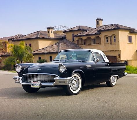 1957 Ford Thunderbird in Raven Black & Colonial White hardtop Thunderbird Car, 1957 Ford Thunderbird, Car Stock, Antique Trucks, Ford Lincoln Mercury, Ford Thunderbird, Pretty Cars, Vw Bug, Cute Cars