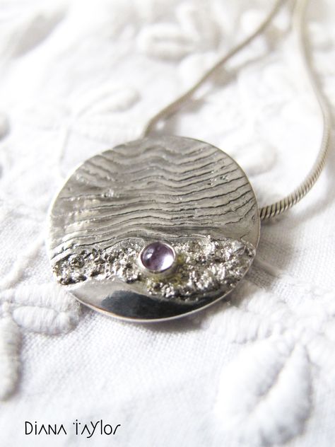 Silver clay pendant 'beach combing' with amethyst by Velvet Moth Studio Silver Clay Pendant, Silver Clay Jewelry Ideas, Ink Doodles, Art Jewelry Design, Wax Carving, Silver Jewelry Design, Small Jewelry, Clay Jewelry, Bones