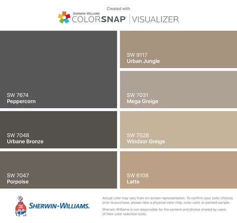 Sw Brandywine Paint, Inkwell Sherwin Williams Color Palette, Sw Virtual Taupe, Nomadic Desert, Worldly Gray, Steamed Milk, Mindful Gray, Accessible Beige, Agreeable Gray