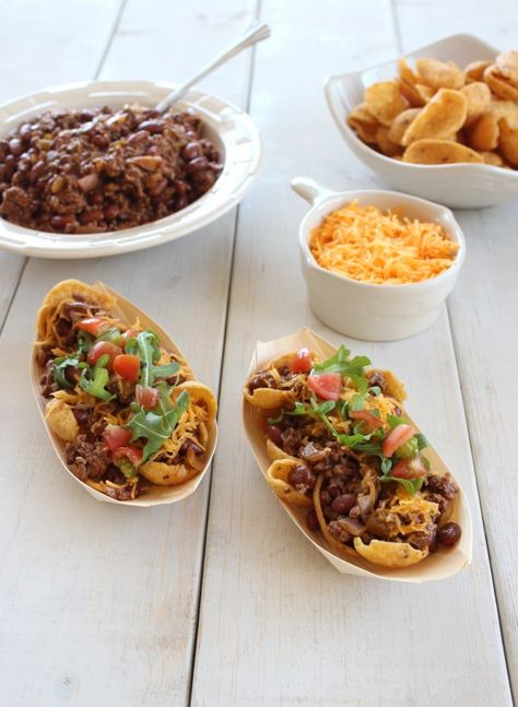 Frito Boat, Frito Boats, Frito Chili Pie Recipe, Chili Pie Recipe, Frito Chili, Frito Chili Pie, Chili Pie, Savory Pies Recipes, Frito Pie