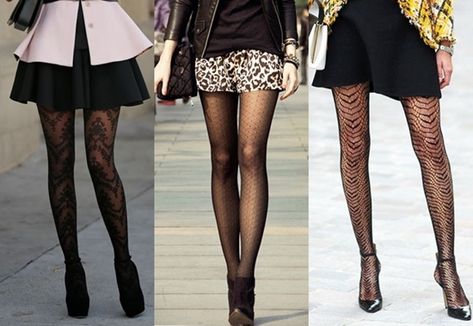 Styling Patterned Tights, Printed Tights Outfit Winter, Patterned Black Tights Outfit, Pattern Tights Outfit Winter, Designer Tights Outfit, Tights Dress Outfit, How To Wear Fishnet Tights, Pattern Tights Outfit, Printed Tights Outfit