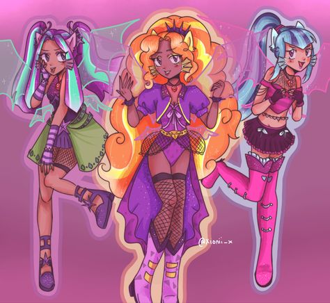 The Dazzlings Mlp, Human Mlp, Clueless Aesthetic, Wings And Horns, Equestrian Girls, Mlp Characters, Baby Horses, Mlp Fan Art, Sunset Shimmer