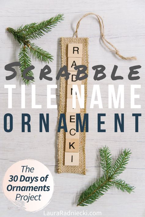 Looking for personalized handmade Christmas gift ideas? Here is an easy tutorial showing how to make a DIY Scrabble tile name ornament craft. You can personalize it with someone's name or you could make a festive one with a word for the holidays, like NOEL or MERRY! #scrabbletiles #ornament #Christmas #DIY #lauraradniecki Diy Scrabble, Handmade Christmas Gift Ideas, Scrabble Ornaments, Scrabble Tile Crafts, Twine Crafts, Free Printable Crafts, Footprint Crafts, Ornament Craft, Winter Decorations Diy