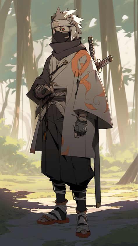 Urban Vigilante Character Design, Fantasy Ninja Art, Naruto Samurai Art, Cyberpunk Japanese Character Design, Ninja Oc Character Design, Futuristic Ninja Concept Art, Ronin Character Design, Samurai Character Art, Samurai Naruto