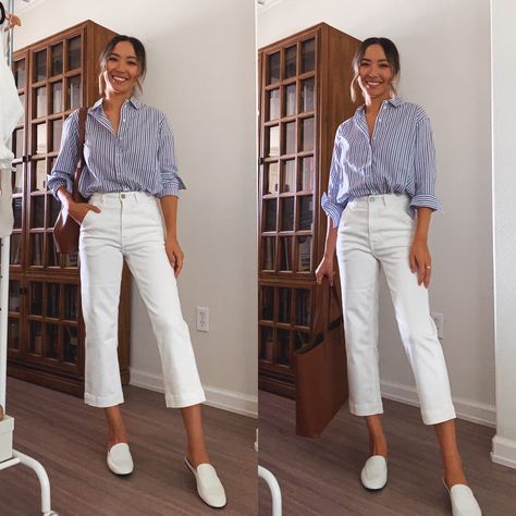 4 Ways to Style Crop Straight Leg Pants for Summer - LIFE WITH JAZZ Summer Capri Outfits, White Capri Outfits, White Pants Outfit Summer, Life With Jazz, Cropped Pants Outfit, Talbots Outfits, Capri Pants Outfits, Jazz Outfits, Pants For Summer