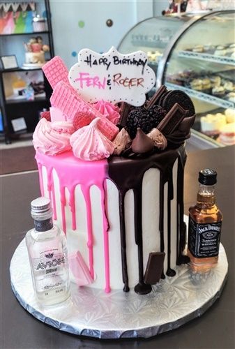 His Hers Chocolate Pink Drip Buttercream Birthday Cake Buttercream Birthday Cake, Adult Birthday Cakes, Drip Cakes, Pink Cake, Birthday Cakes, Cake Ideas, Birthday Candles, Butter Cream, Birthday Cake