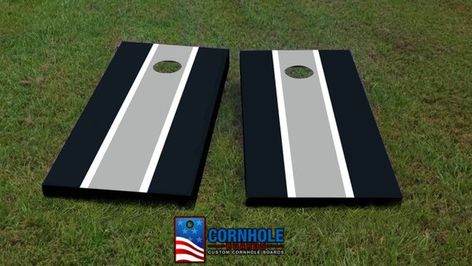 Premium Hand Painted Gray and Black Matching Long Stripe Cornhole Board Game Set w-bags Corn Hole Be Bud Light Can, Corn Hole Diy, Cornhole Designs, Custom Cornhole Boards, Bean Bag Toss Game, Bag Toss Game, Cornhole Game, Cornhole Board, Bean Bag Toss