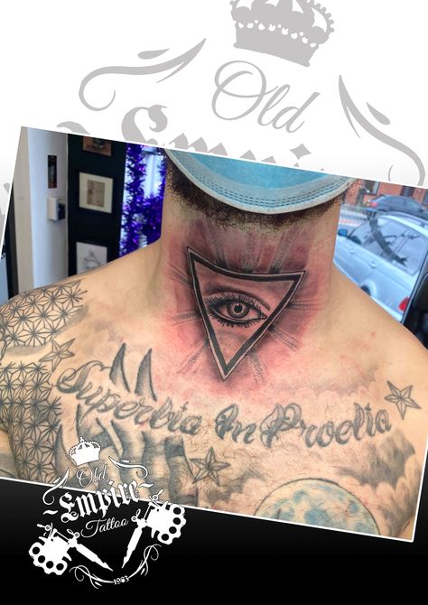 Such a cool all seeing eye tattoo from today ! Loving the placement ! #allseeingeye #eye #allseeingeyetattoo #tattoo #throattattoo #throattatt #eyetattoo #blackandgrwytattoo #inked Seeing Eye Tattoo, All Seeing Eye Tattoo, Throat Tattoo, Old Tattoos, Seeing Eye, All Seeing Eye, Eye Tattoo, All Seeing, Third Eye