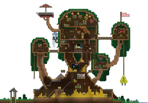 Adventure Time tree house in terraria by Rundhille23 Adventure Time Tree House Minecraft, Terraria Tree House Ideas, Terraria Mushroom House, Terraria Tree House, Terraria Aesthetic, Terraria House Ideas Simple, Adventure Time Tree House, Adventure Time Minecraft, Adventure Time Tree