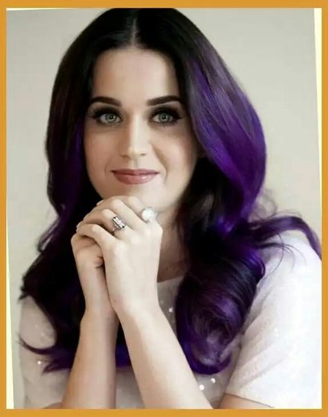 Katy Perry Hair Color, Katy Perry Purple Hair, Purple Hair Streaks, Dark Purple Hair Color, Katy Perry Hair, Hair Color Pictures, Purple Ombre Hair, Dark Purple Hair, Dip Dye Hair