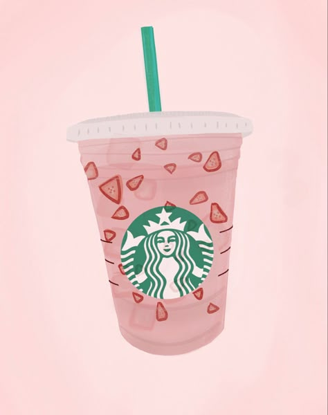 Shake Illustration, Starbucks Cup Drawing, Nadia Core, Starbucks Drawing, Starbucks Illustration, Pink Drink Starbucks, Smoothie Aesthetic, Starbucks Wallpaper, Starbucks Art