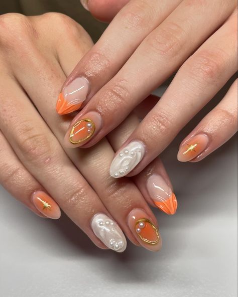 nails by addy Rustic Orange Nails, Travel Nails, Orange Nail, 2024 Nails, Rustic Orange, Manicure Nails, Instagram Nails, Orange Nails, July 11