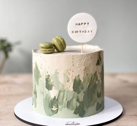 Green Birthday Cakes, Pastry Chocolate, Birthday Cake Decorating Ideas, Gold Birthday Cake, Green Cake, Simple Cake Designs, Mini Cakes Birthday, Birthday Cakes For Women, Simple Birthday Cake