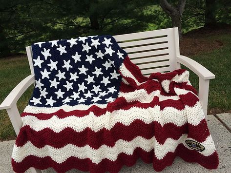 Try making some of these free crochet American flag patterns and patterns featuring stars and stripes or red, white and blue themes. American Flag Blanket, Crochet Afghan Patterns Free, Crocheted Blanket, Crochet Afgans, Crochet For Beginners Blanket, Crochet Blanket Afghan, Manta Crochet, Afghan Patterns, Crochet Patterns Free Blanket