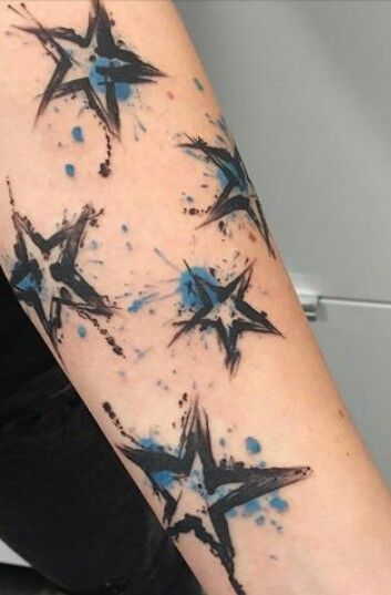 Star Tattoos For Men, Tatoo 3d, Patriotic Tattoos, Forearm Band Tattoos, Star Tattoo Designs, Music Tattoo Designs, Trash Polka Tattoo, Geniale Tattoos, Trash Polka