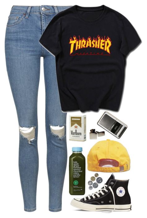 "Thrasher" by zarryalmighty ❤ liked on Polyvore featuring Topshop, Converse, Kale, Zippo, Urban Outfitters and thrasher Urban Outfitters Outfit Ideas, Thrasher Outfit, Urban Outfitters Outfit, Urban Outfitters Clothes, Outfits With Converse, Dope Outfits, Teenage Fashion Outfits, Swag Outfits, Polyvore Outfits