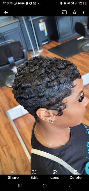 JaySlay on Instagram: "#clientselfie #shorthair #shorthairstyles #fyp #reels #reel #pixiecut #pixie  #waves #fingerwaves  #hairgoals" Fingerwaves For Black Women, Fingerwaves Hairstyles, Fingerwaves Short Hair Black, Soft Waves Short Hair, Finger Waves Natural Hair, Pixie Waves, 27 Piece Hairstyles, Relaxed Hairstyles, Finger Waves Short Hair