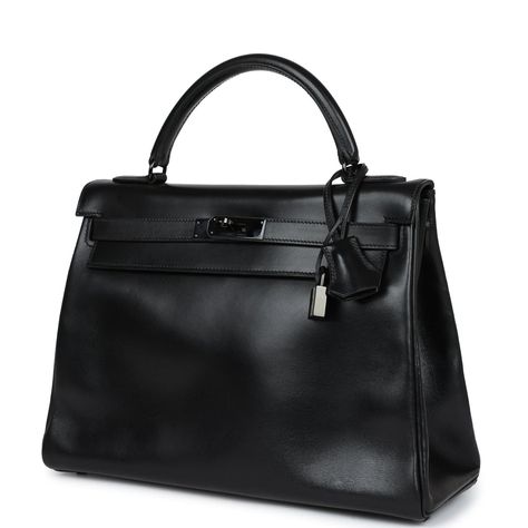 Pre-owned Hermes Kelly Retourne 32 SO Black Box Black Hardware – Madison Avenue Couture Hermes Kelly Retourne, Black Kelly, Kelly 32, Brand Name Bags, Hermes Handbags, Hermes Bags, Black Excellence, Black Box, Black Hardware