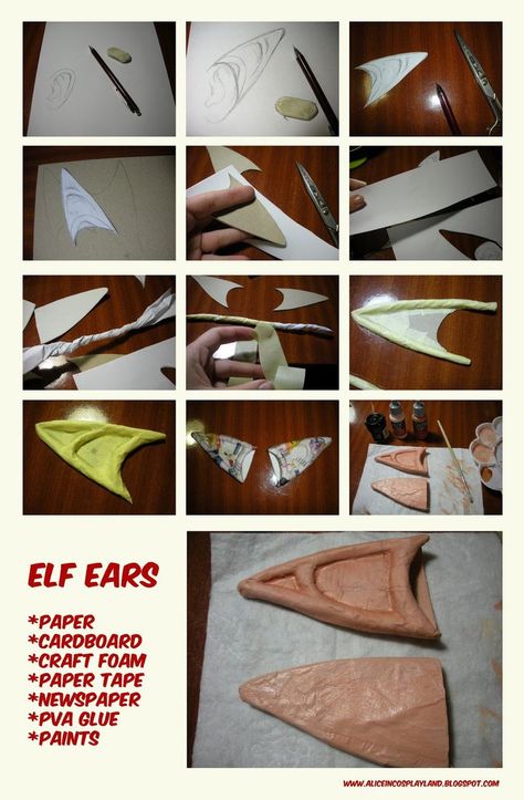 Tutorial: Elf Ears by Aliceincosplayland on DeviantArt Long Elf Ears, Ears Tutorial, Halloweenský Makeup, Cosplay Idea, Halloween Infantil, Alice Cosplay, Elf Cosplay, Fairy Cosplay, Costume Tutorial