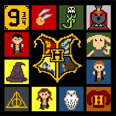 harrypotterblanket Tricot Harry Potter, Harry Potter Cross Stitch, Harry Potter Cross Stitch Pattern, Harry Potter Blanket, Harry Potter Crochet, Theme Harry Potter, Elf House, C2c Crochet, Crochet Blog