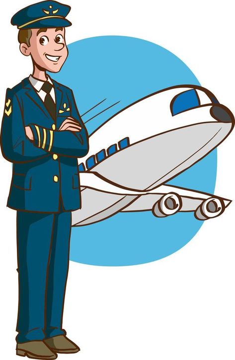 vector illustration of male pilot in airport background Pilot Illustration, Pilot Cartoon, Airport Background, Pilot Drawing, Male Pilot, Preschool Pictures, Pilot Uniform, Botanical Flowers Print, In Airport