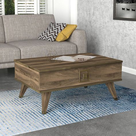 With its unique design, this coffee table is a must-have for your elegant home. Tee Table Design, Tee Table, Multipurpose Table, Simple Furniture, Walnut Coffee Table, Living Room Coffee Table, Menu Furniture, Coffee Table With Storage, Nursery Bedding