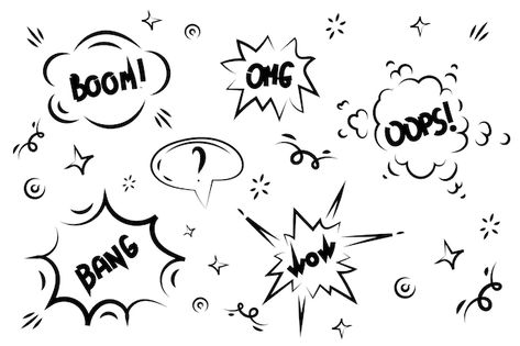 Premium Vector | Hand drawn explosion bomb element comic doodle sketch style explosion speech bubble with wow and oops boom omg or bang text Explosion Drawing, Comic Doodle, Comic Bubble, Doodle Books, Sketch Style, Small Drawings, Doodle Sketch, Speech Bubble, Journal Doodles