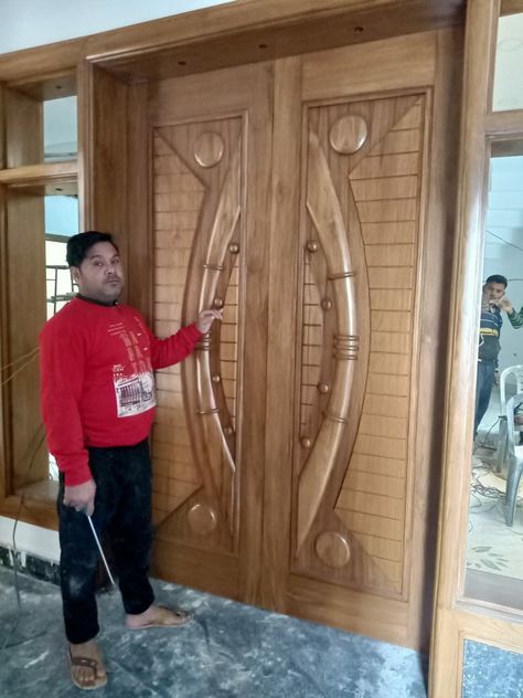 Teak wood doors Sagon Wood Double Door Design, Man Door Design Modern Wood, Teak Wood Doors Modern, Teak Wood Interior Design, Teak Wood Main Door Design Teak Wood Main Door Design Modern, Men Dor Dijain Wood, Teak Double Door Design, Teak Wood Main Door Design Entrance Modern, Double Door Design Wood Modern