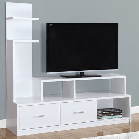 TV Stand White Tv Cabinet, Diy Furniture Tv Stand, Display Tower, Tv Unit Furniture Design, Tv Unit Decor, Tv Stand Furniture, Tv Stand Designs, White Tv Stands, Tv Unit Furniture