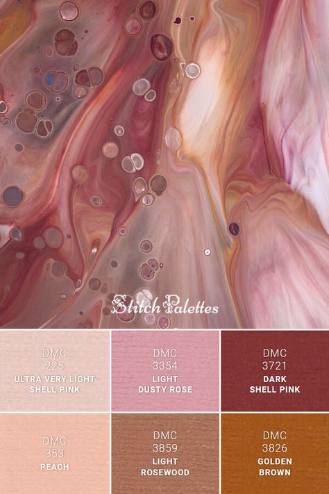 Dusty Pink Color Palette, Pink Brown Aesthetic, Ashes Aesthetic, Pink And Gold Color Palette, Stitch Palettes, Peach Color Palettes, Tiny Bath, Pink Color Combination, Color Boards