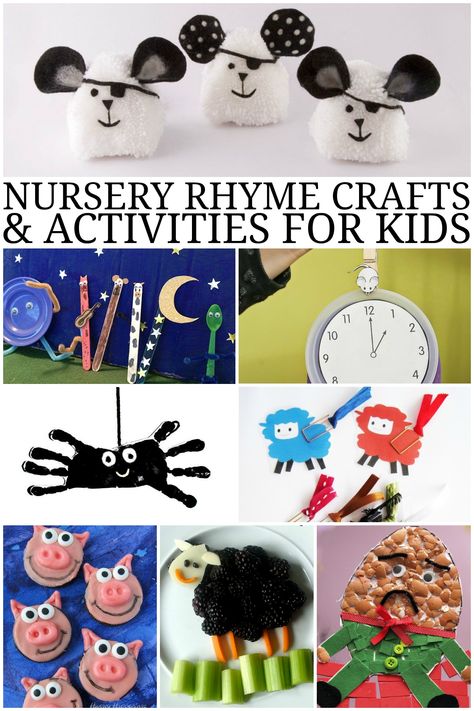 Nursery Rhyme Crafts and Activities for Kids including Humpty Dumpty, Little Bo Peep, This Little Piggy and more! Humpty Dumpty Craft, Nursery Rhyme Lessons, Nursery Rhymes Preschool Crafts, Homeschool Themes, Rhyme Activities, Nursery Rhyme Art, Rhyming Preschool, Nursery Rhyme Crafts, Flannel Stories