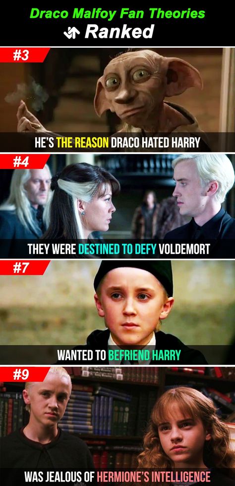 Even with so much lore behind it, fans will never stop coming up with Harry Potter fan theories. Draco Malfoy is one of the most popular characters in the series, as fans have clearly spent too much time analyzing his devious ways and anti-hero behavior. Each Draco Malfoy theory is rooted in some realism. It's surprising to see some sillier theories make the list, like Draco being a wer... #dracomalfoy #harrypotter #fantheories #deviousways #antihero #werewolftheory #chamberofsecrets #goldentrio Draco Malfoy And The Mirror Of Ecidyrue, Draco Malfoy Moodboard, Draco Malfoy And The Mortifying Ordeal, Harry Potter Fan Theories, Harry Potter Theories, Dark Harry, Dark Wizard, Lucius Malfoy, Fan Theories