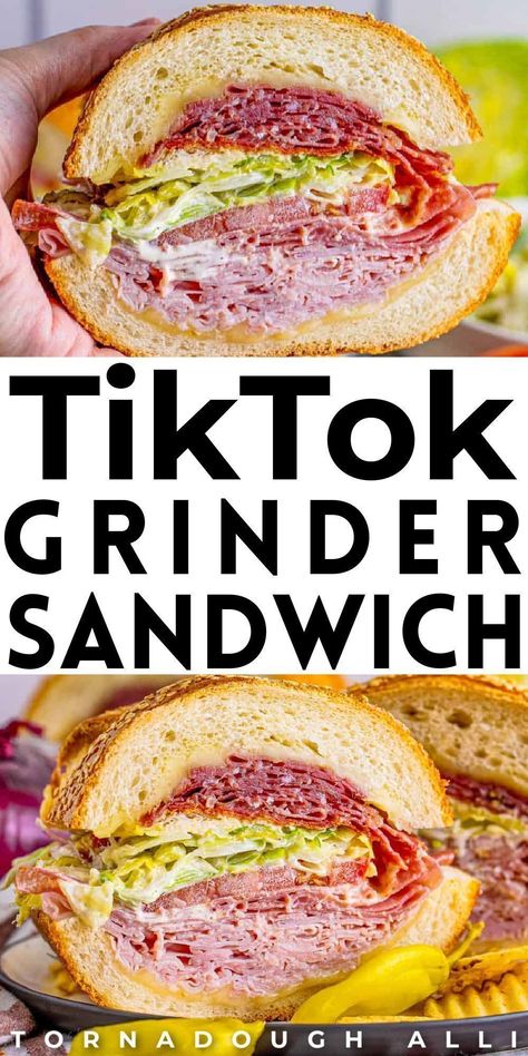 Tiktok Grinder Sandwich, Tiktok Grinder, Grinder Sandwiches, Grinder Sandwich, Sandwhich Recipes, Deli Sandwiches, Sub Sandwiches, Easy Lunch, Chapati