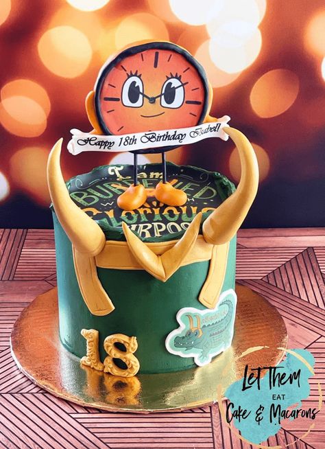 Miss Minutes Cake Design Images (Miss Minutes Birthday Cake Ideas) Nerdy Cake Ideas, Loki Cake, Loki Party, Loki Birthday, Marvel Cakes, Birthday Marvel, Marvel Birthday Cake, Loki Mobius, Miss Minutes