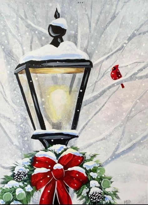 Christmas Lamp Post, Lantern Painting, Christmas Window Painting, Gold Art Painting, Christmas Canvas Art, Posca Marker, Wooden Christmas Crafts, Nature Art Drawings, Making Spirits Bright